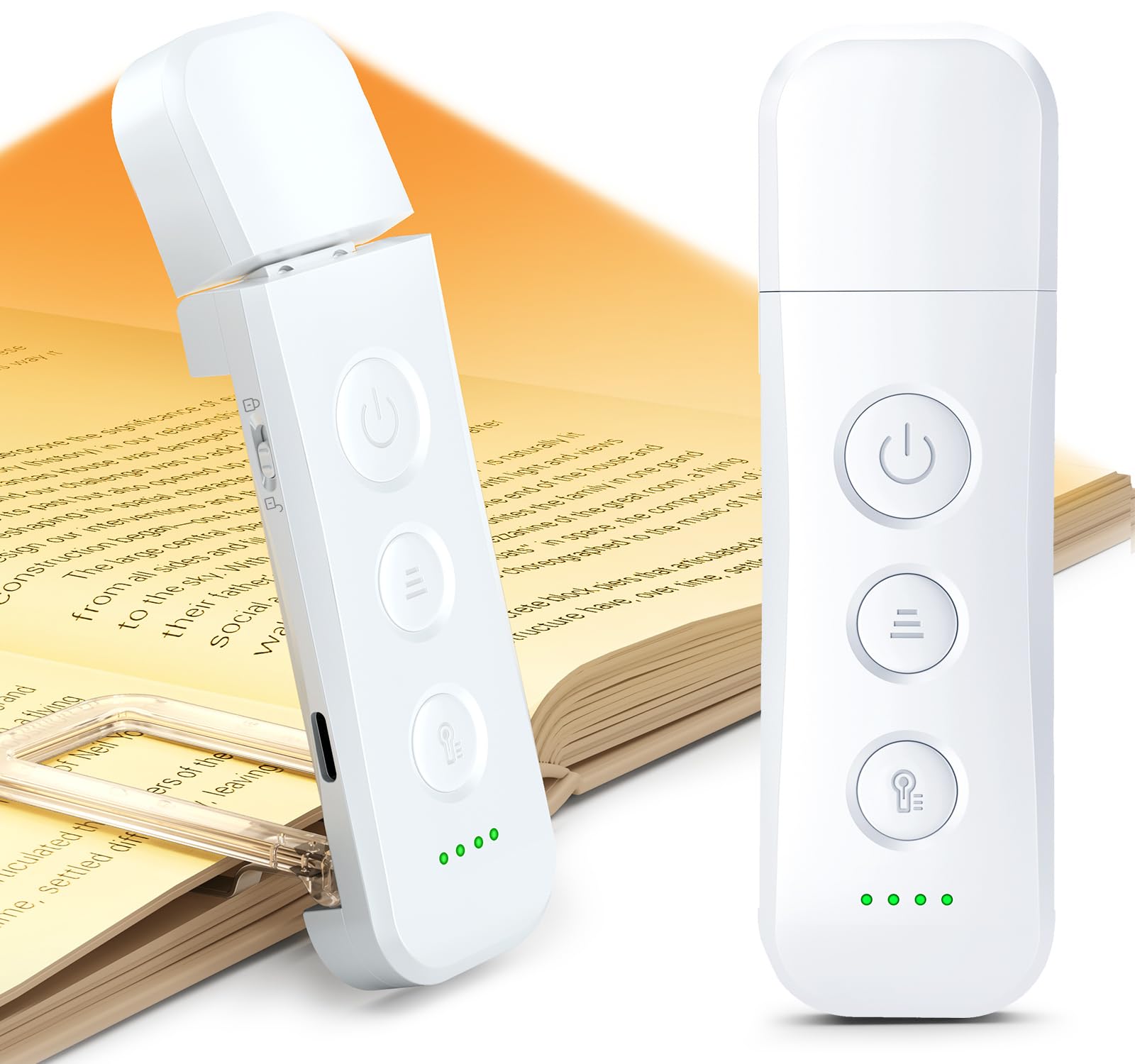 Glocusent Arctic White Upgraded 12 Led Book Light, 200H Runtime Reading Light With 5 Colors & 5 Brightness, Portable Reading Lights For Books In Bed, Usb-C Rechargeable, Travel Lock, Perfect For Book Lovers