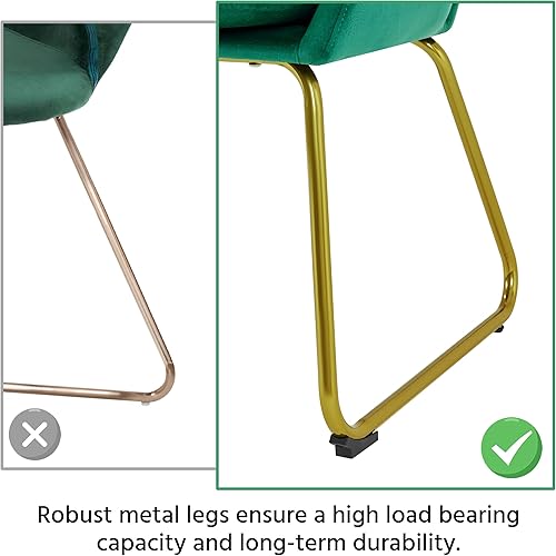 Miniatura 9 de Topeakmart Silla decorativa moderna, estilo floral, de terciopelo, con patas mentales doradas, para sala de estar, dormitorio, oficina en casa, 2