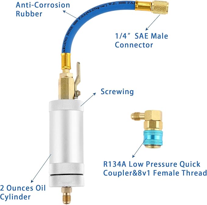 Inyector de Aceite y Tinte para Compresor Aupoko R134A, Herramienta HVAC miniatura 2