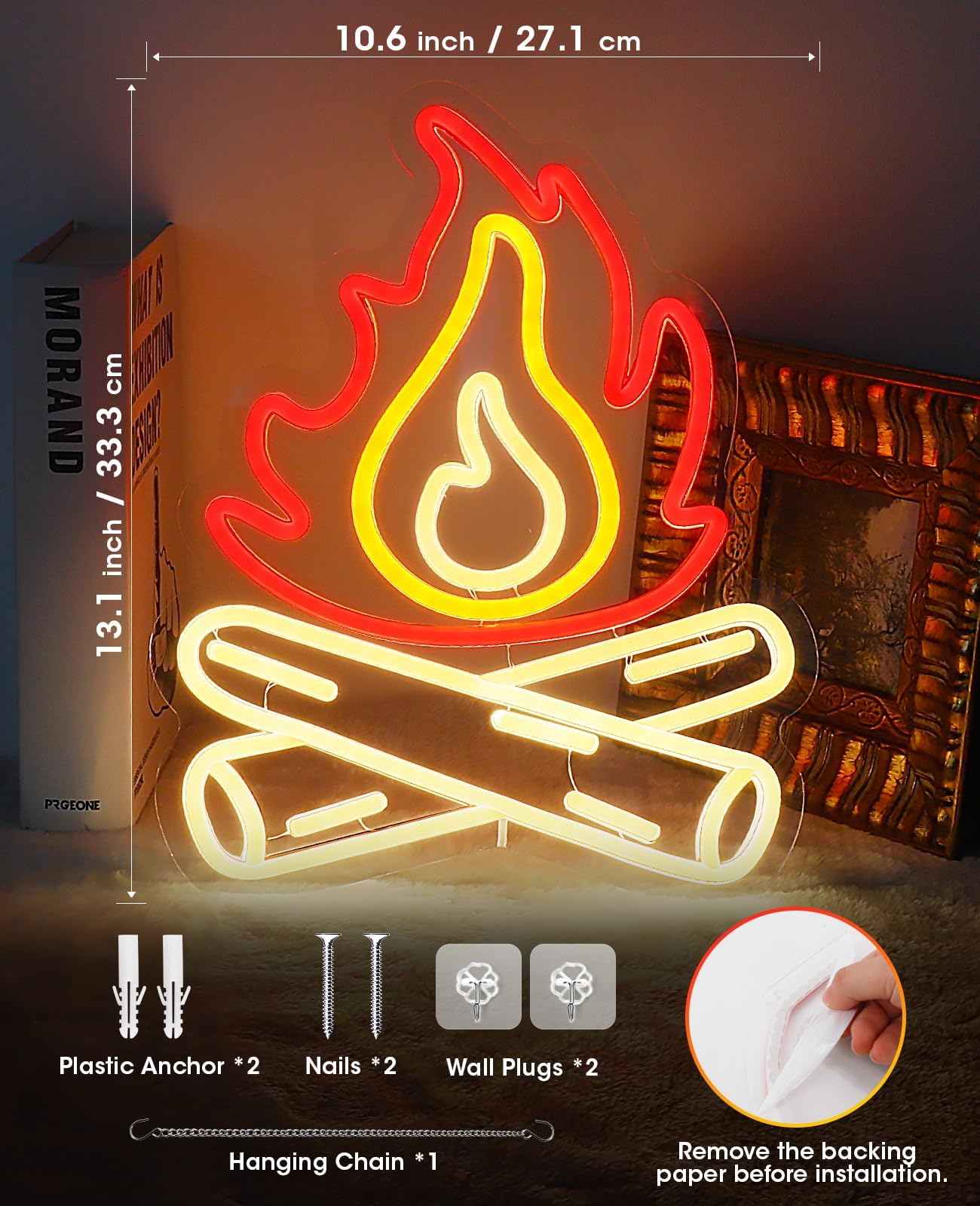 AceList Campfire Neon Sign for Camping Glamping, 9-Level Dimmable