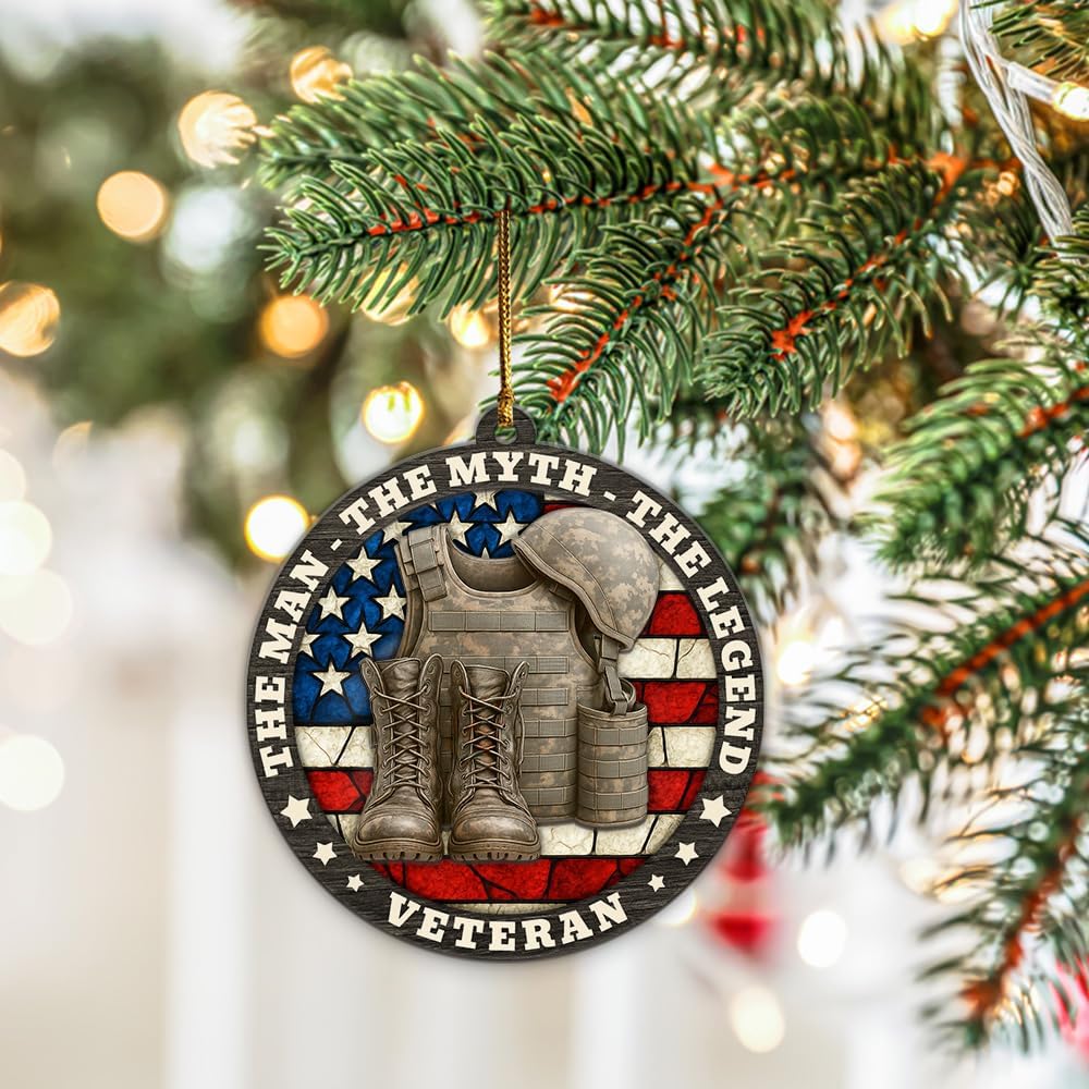 Veteran Christmas Ornament, Army Ornaments - Gift for Veteran Lovers - 2 Layer Wood & Acrylic Ornament - Ideal Christmas Tree Decor 2025 for Army, Military - Unique Gifts for Men, Women - Image 7