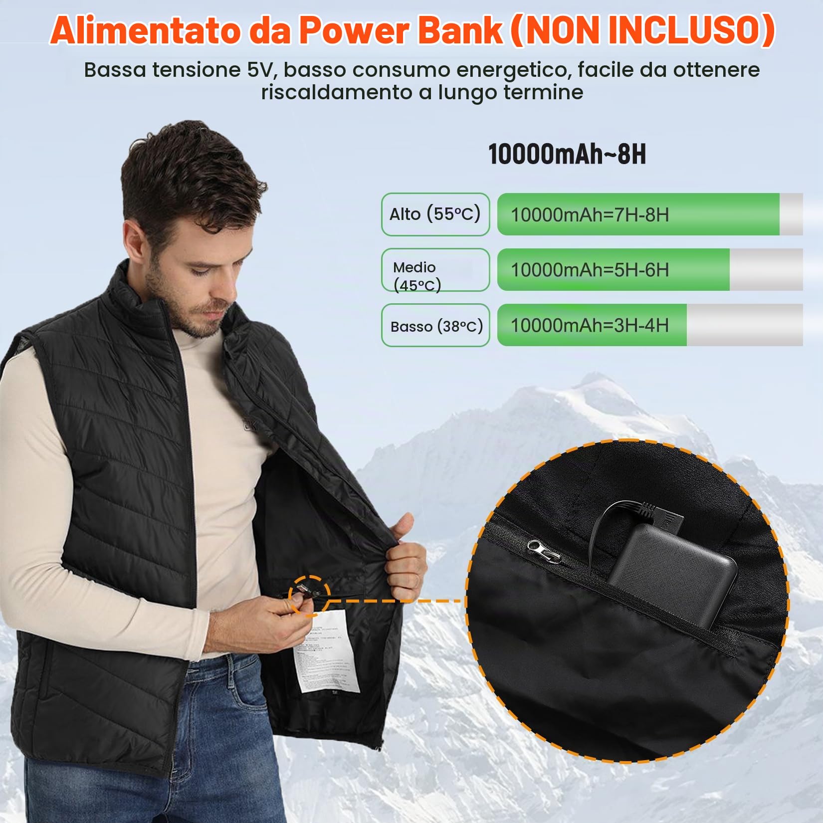 Herbst Gilet riscaldabile da uomo e donna, con 9 zone di riscaldamento, 3 temperature regolabili, gilet termico, unisex riscaldato, giacca riscaldabile, per sport invernali, attività all'aperto