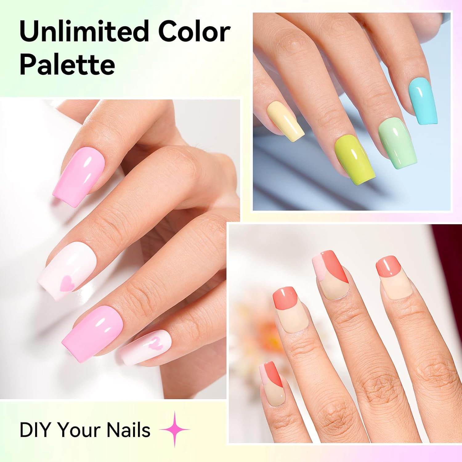 Pastel Nail Polish Set-16 Colors Macaron Pink Blue Yellow Nude Pink Purple Air Dry Nail Polish Set with Base Top Coat & Remover Pads,Vegan, Non-gel Air Dry Salon DIY Nail Art Design Kit