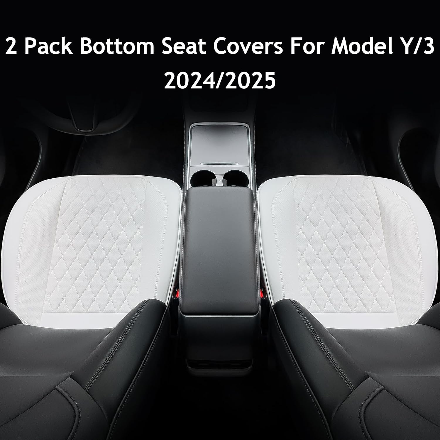 Front Bottom Seat Covers for Tesla Model Y/3 2024 2025 2026 White