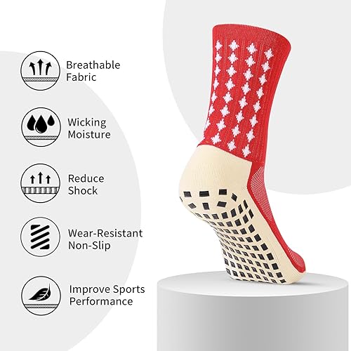 Miniatura 5 de wonhag Calcetines de fútbol para hombre antideslizantes 134 pares de almohadillas antideslizantes para fútbol, baloncesto, deportes con pinzas