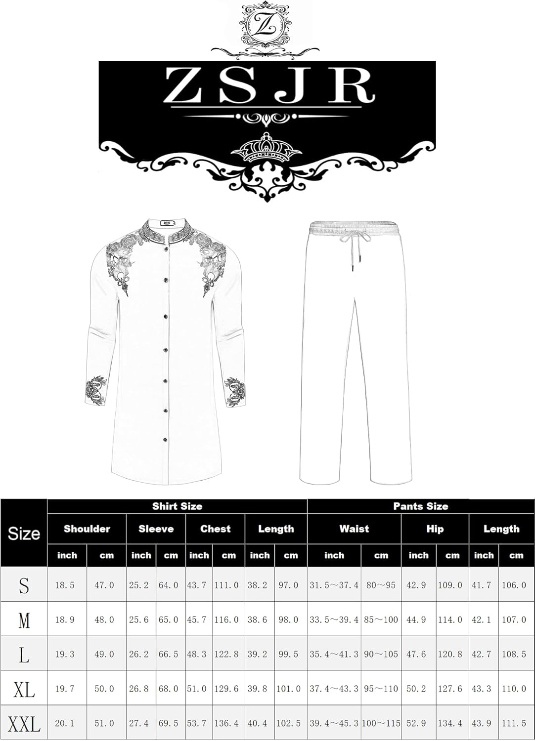 Mens Long African 2 Piece Set Nigerian Dashiki Metallic Traditional Suit Gold Stamp Printed Shirt and Pants Outfit - Image 6