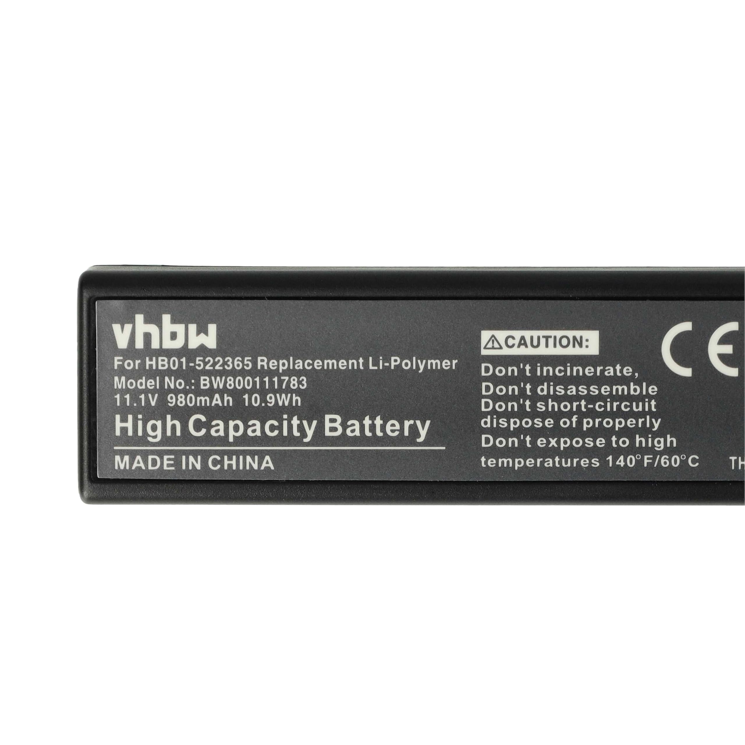 vhbw 2X Batterie Remplacement pour DJI HB01 | HB01-522365 pour appareil photo (980mAh, 11,1V, Li-polymère)