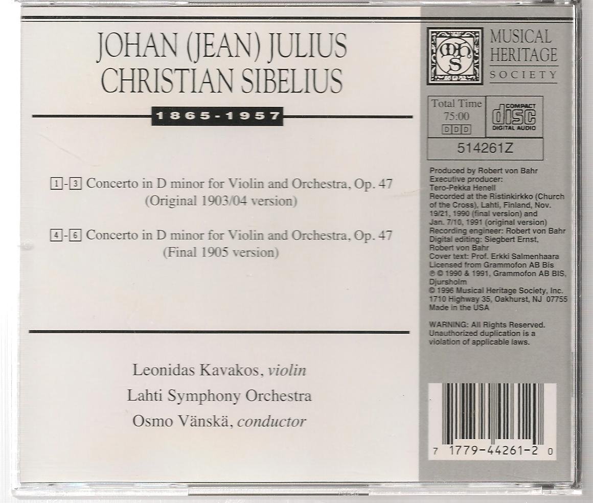 Jean Sibelius Vion Concerto in D Minor, Op. 47