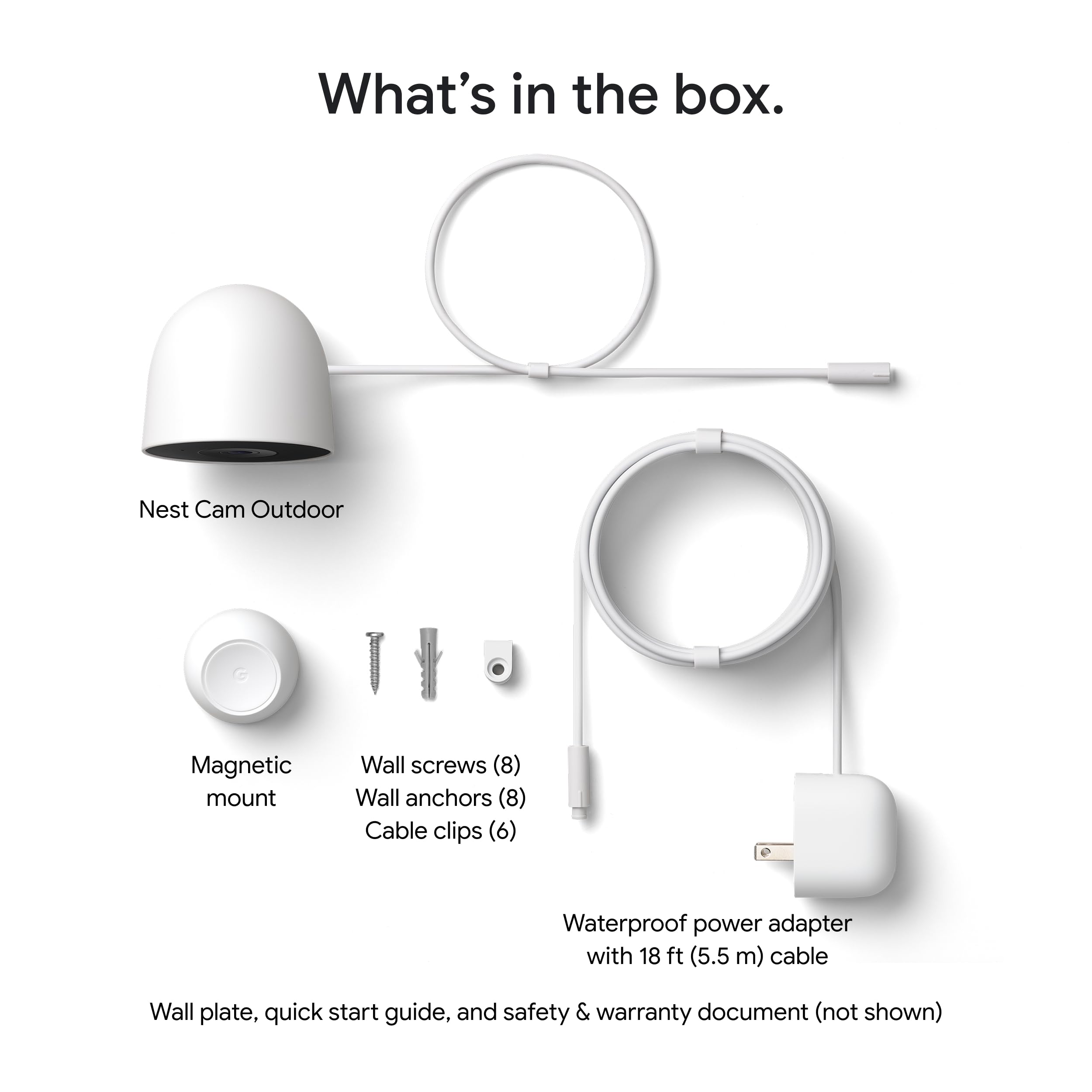 Google Nest Cam Outdoor (Wired, 2nd Gen) - Security Camera with 2K Video and Gemini, Night Vision, 2-Way Audio - Works with Google Home - 2025 Model - Snow