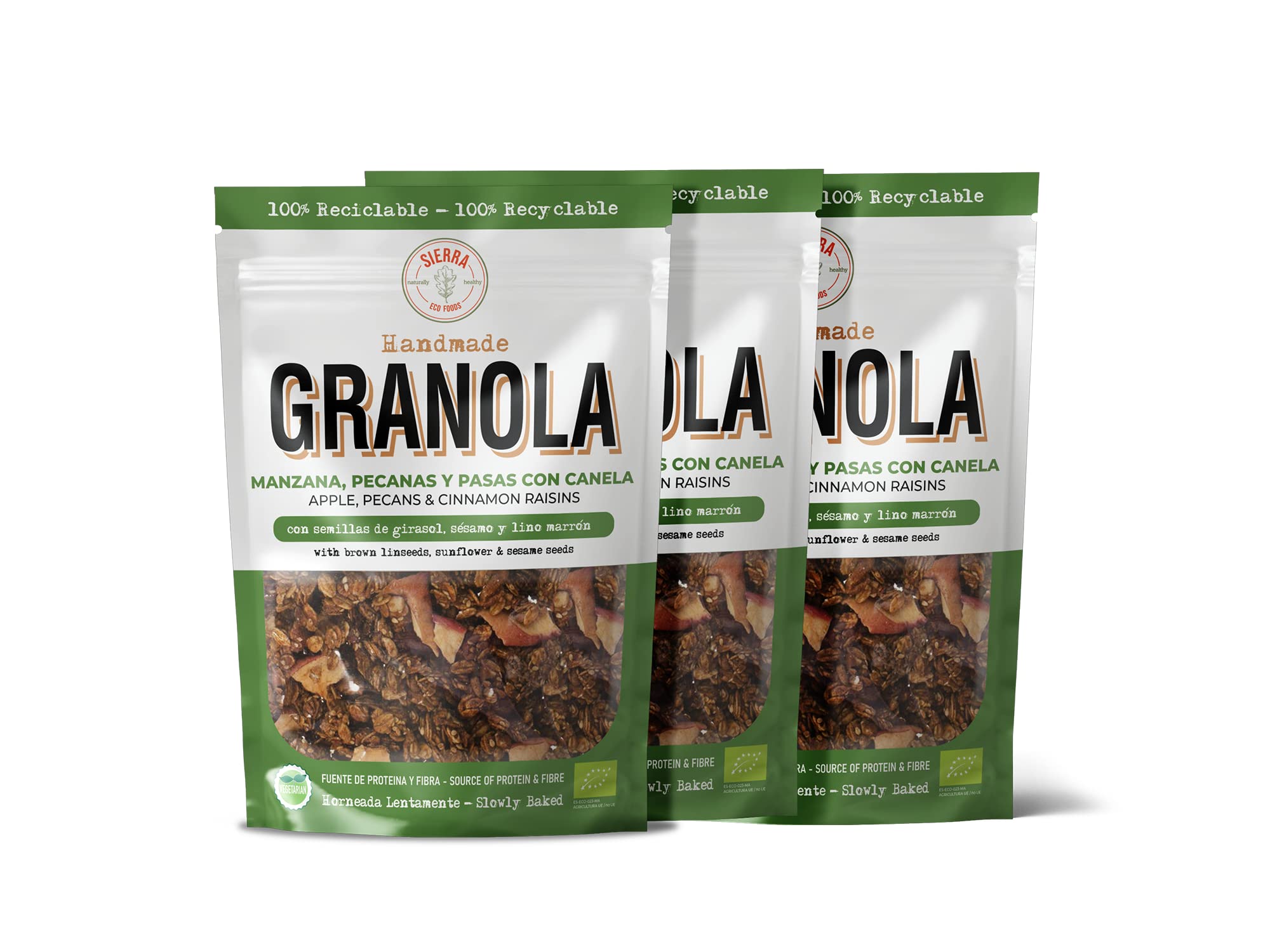 Granola de Manzana, Pecanas y Pasas con Canela (Pack: 3 x 300gr) Peso Total: 900gr