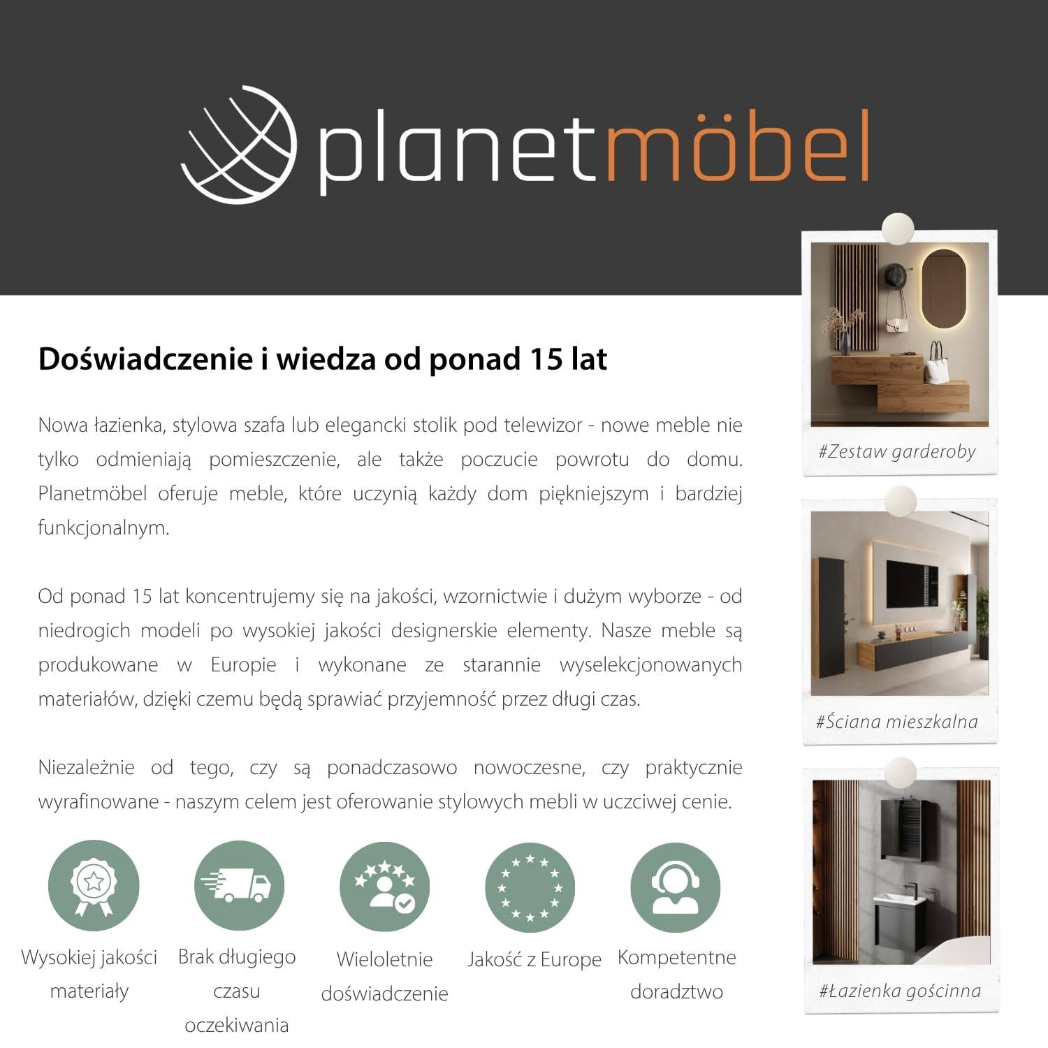 Planetmöbel Umywalka z szafką 45 cm wraz z ceramiczną umywalką i owalnym lustrem łazienkowym z oświetleniem, zestaw mebli łazienkowych do toalety dla gości, antracyt matowy