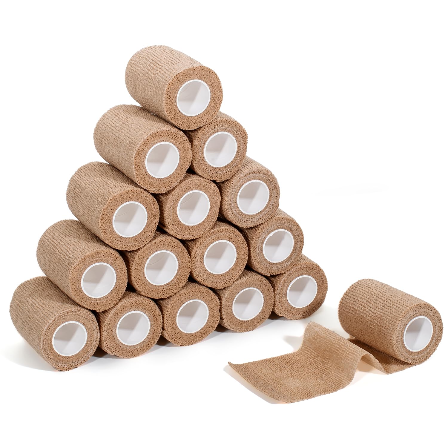 JHGIC Self Adhesive Bandage Wrap,Bandage Tape,Medical Tape,Vet Tape,Athletic Tape Gauze,for First Aid,Sports, Wrist, Ankle (Skin Color, 3inch*16rolls)