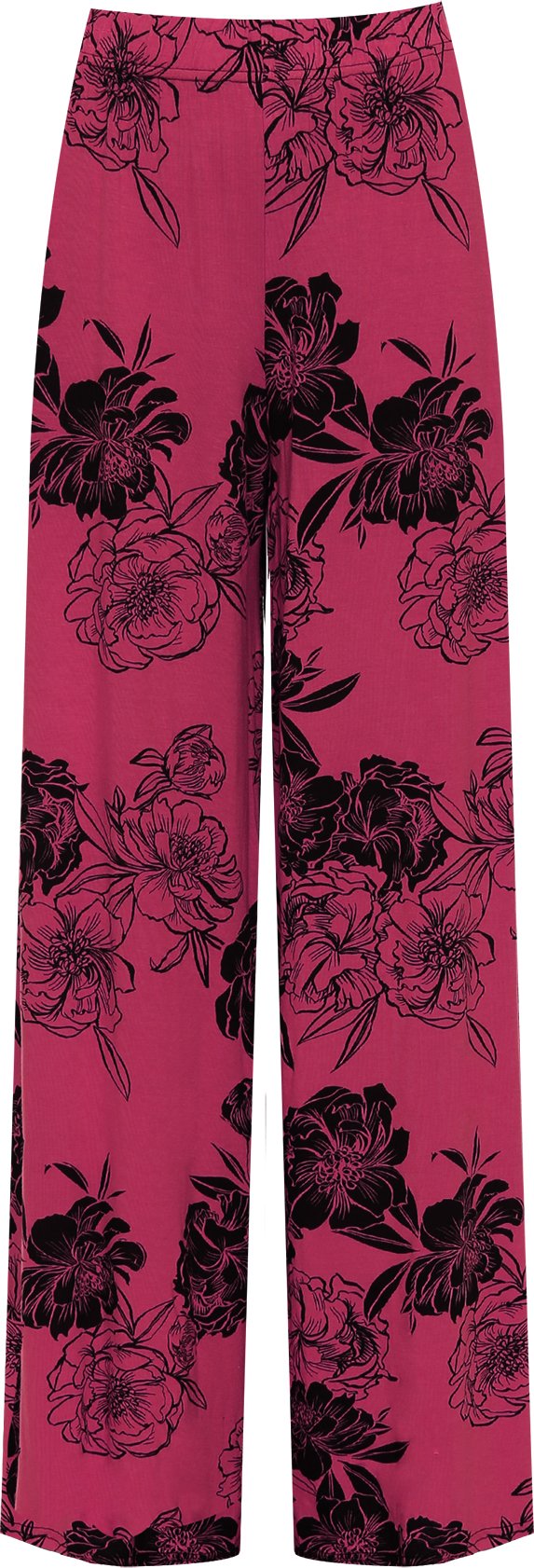 WearAll Women's Plus Floral Print Wide Leg Palazzo Trousers Ladies Pants Flared Harem - Purple - 16-18