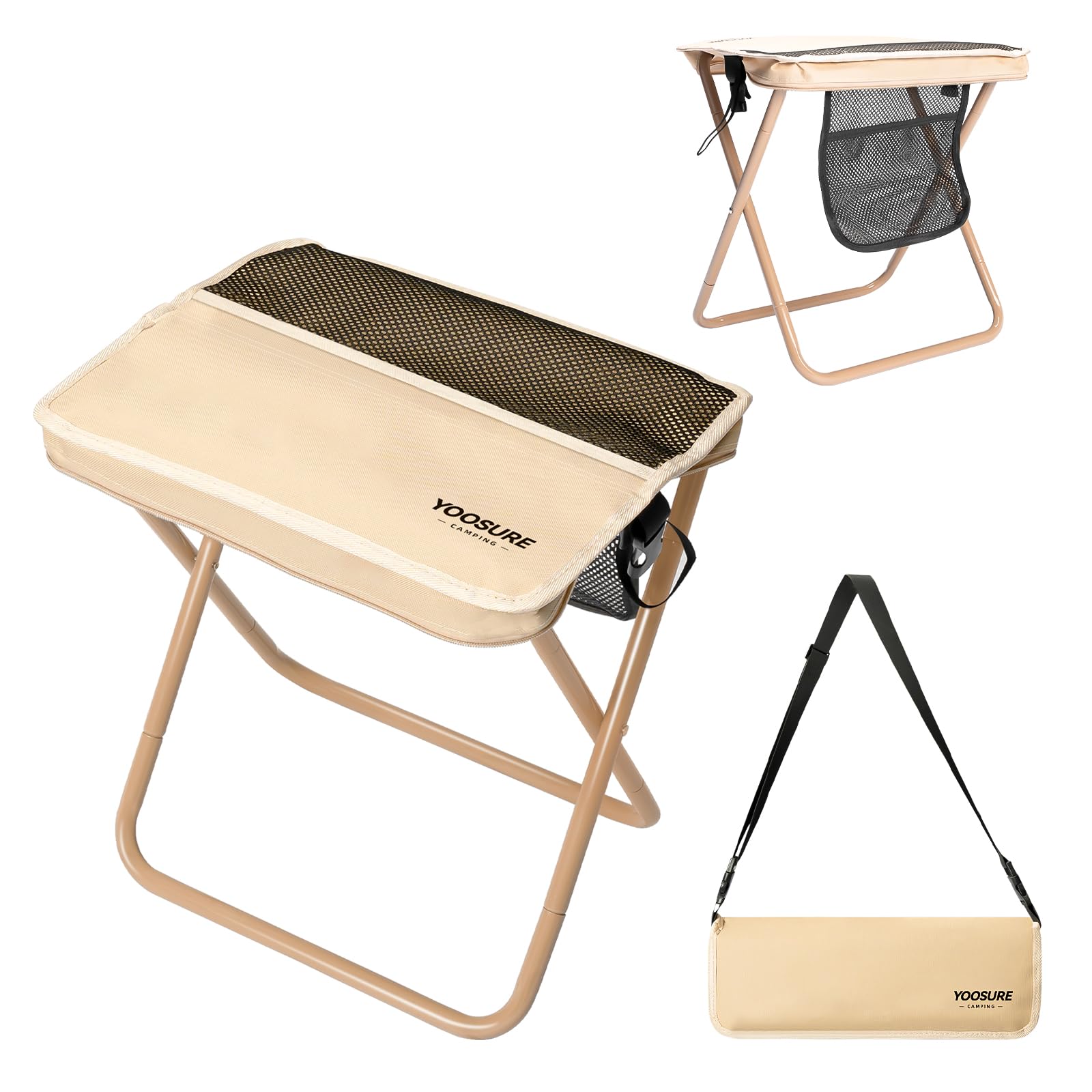Yoosure 16" Extra Tall XL Portable Chair for Adults, Collapsible Purse Chair Heavy Duty Camp Seat with 3 Storage Pockets for Fishing Hiking Gardening, Lightweight Travel Purse Stool