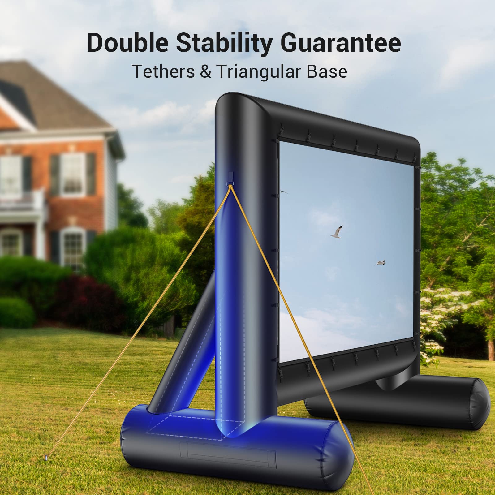 Amada 14 Feet Outdoor Inflatable Movie Screen, Projector Screen with Fast Low-Noise Air, Support Front Rear Projection for Backyard Movie Night, Home Theater, Theme Party, AMPJ04