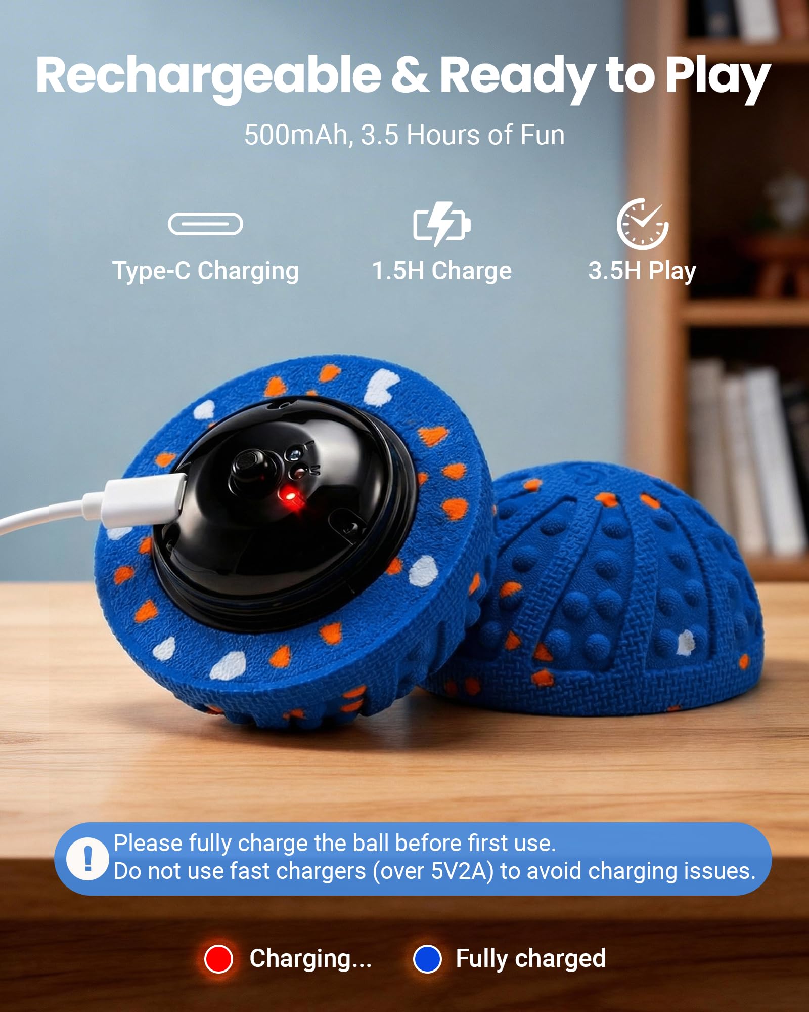 Juguetes interactivos para perros, juguete de bola rodante automática con golpes amigables con los dientes, control remoto, 3 modos de movimiento, bola recargable para perros con material ETPU, IP67