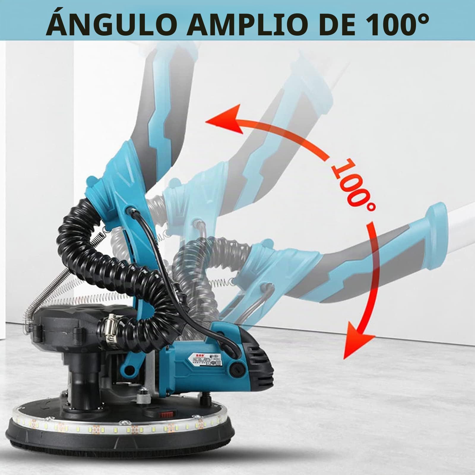 Lijadora De Pared 1800w, Lijadora Jirafa, con Aspiradora E Iluminación Led, 5 Velocidades Ajustables,con Cable De 2m, para Lijar Techos Y Paredes