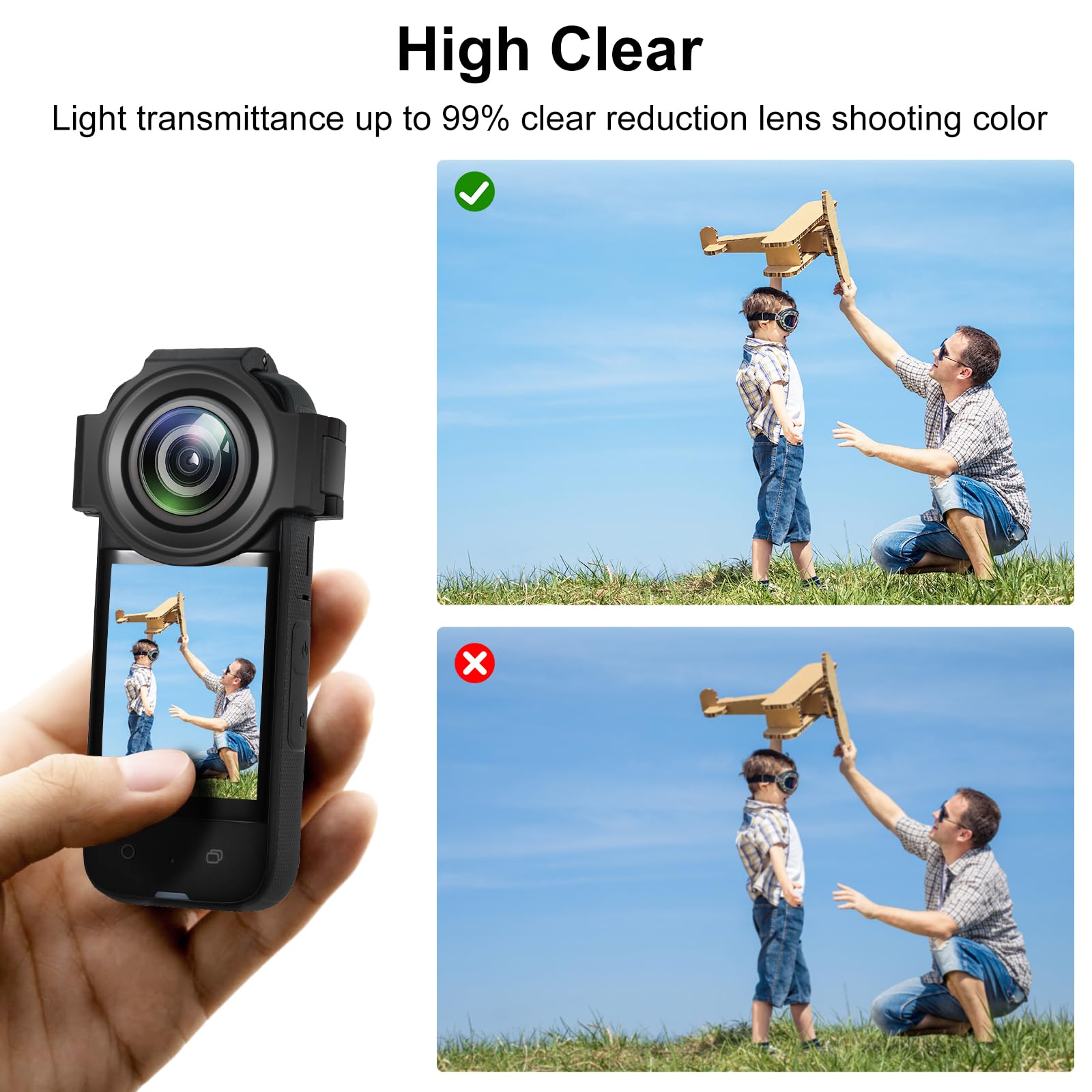 PULUZ Protezione Lenti per Insta360 X3, Copertura Protettiva Accessori Fotocamera ad Alta Trasmittanza Alta Definizione Nero