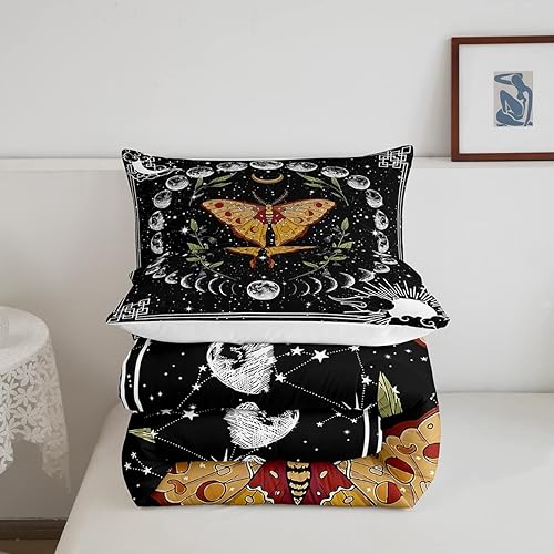 Miniatura 4 de Erosebridal Juego de ropa de cama de mariposa dorada, juego de edredón de sol y luna, juego de edredón de luna completa y estrellas, juego de