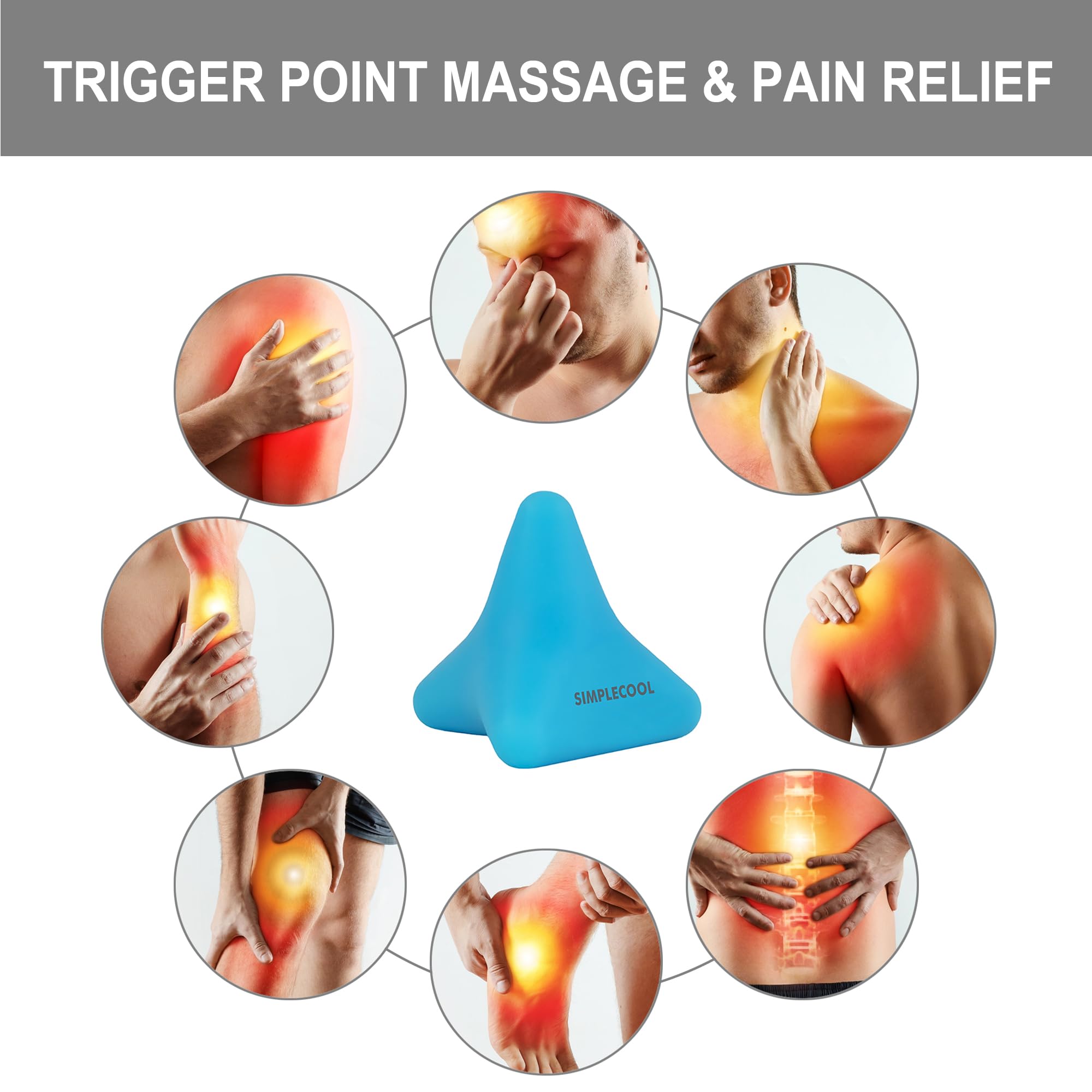 Manual Trigger Point Massage Tool. Small Massager Ball for Deep Tissue Myofascial Release Physical Therapy Foot Plantar Fasciitis Pain Relief Muscle Knot Psoas Hip Flexor Iliacus Release 3×2.6″(Blue) 3