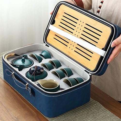 Miniatura 8 de KEYDUACU Juego de té chino, juego de té Gongfu, juego de té de Kung Fu de viaje asiático portátil para adultos, juego de ceremonia de té tradicional