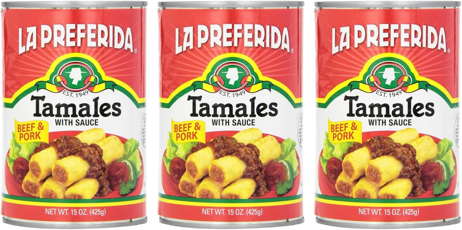 La Preferida Beef Tamales,15 OZ. (Pack - 6)