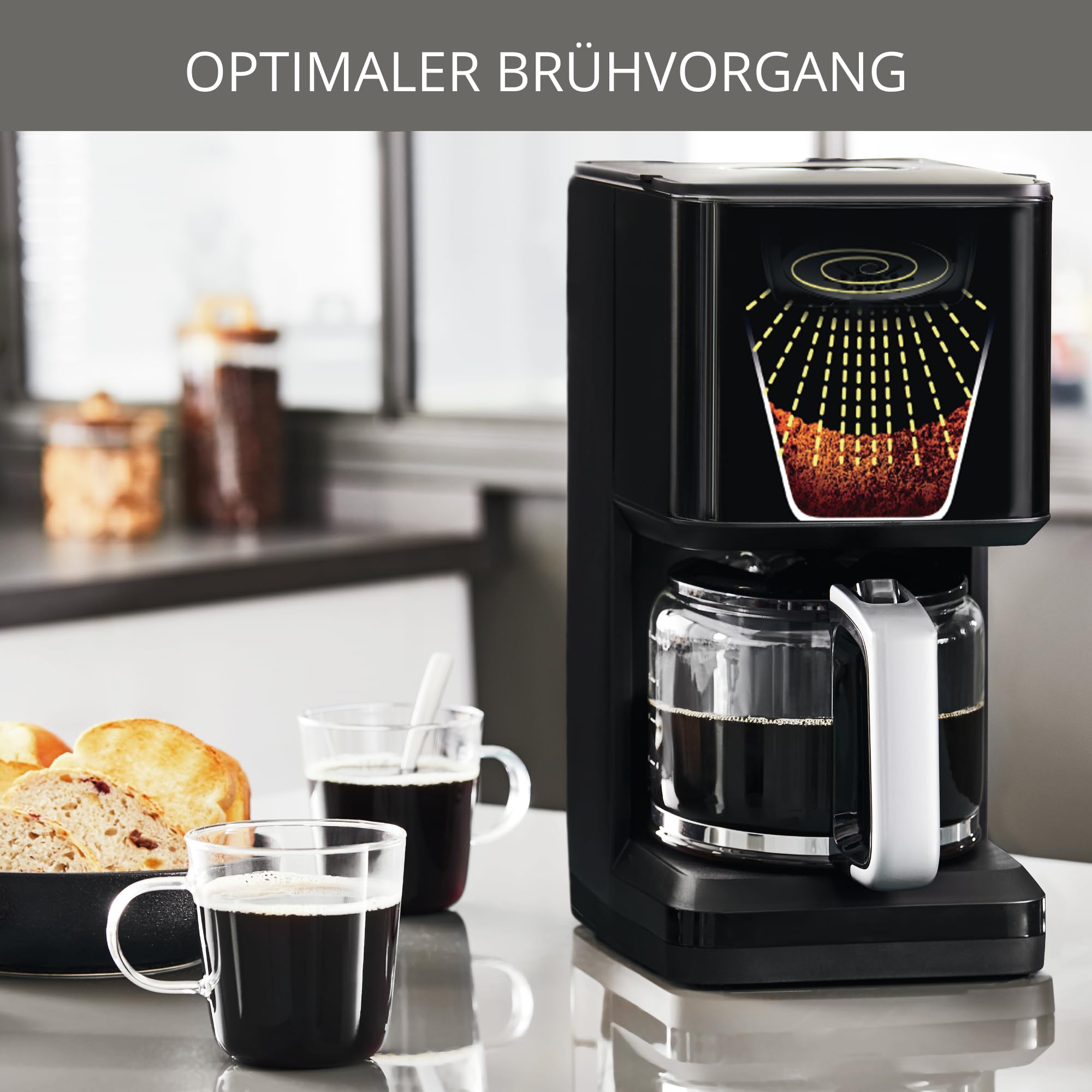 Krups Smart'n Light Kaffeemaschine mit Timer, Für 1,25 Liter Filterkaffee, Warmhaltefunktion, Automatische Abschaltung, Schwarz, KM600810