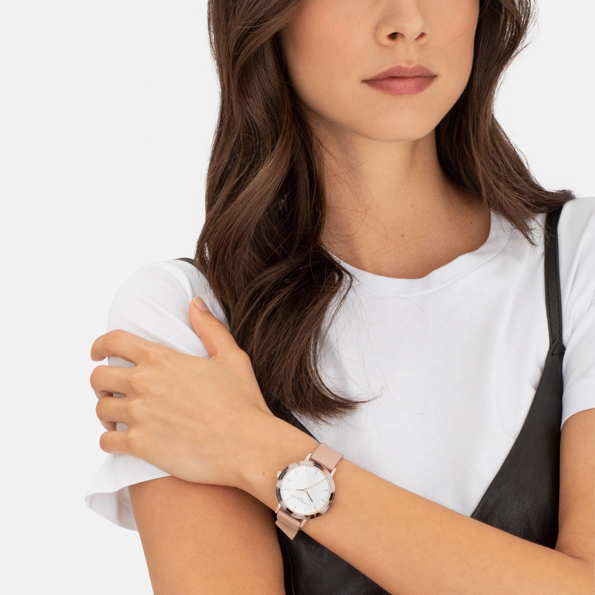 Liebeskind Berlin Damen Armbanduhr – Rundes Gehäuse mit gemustertem Acetat-Topring