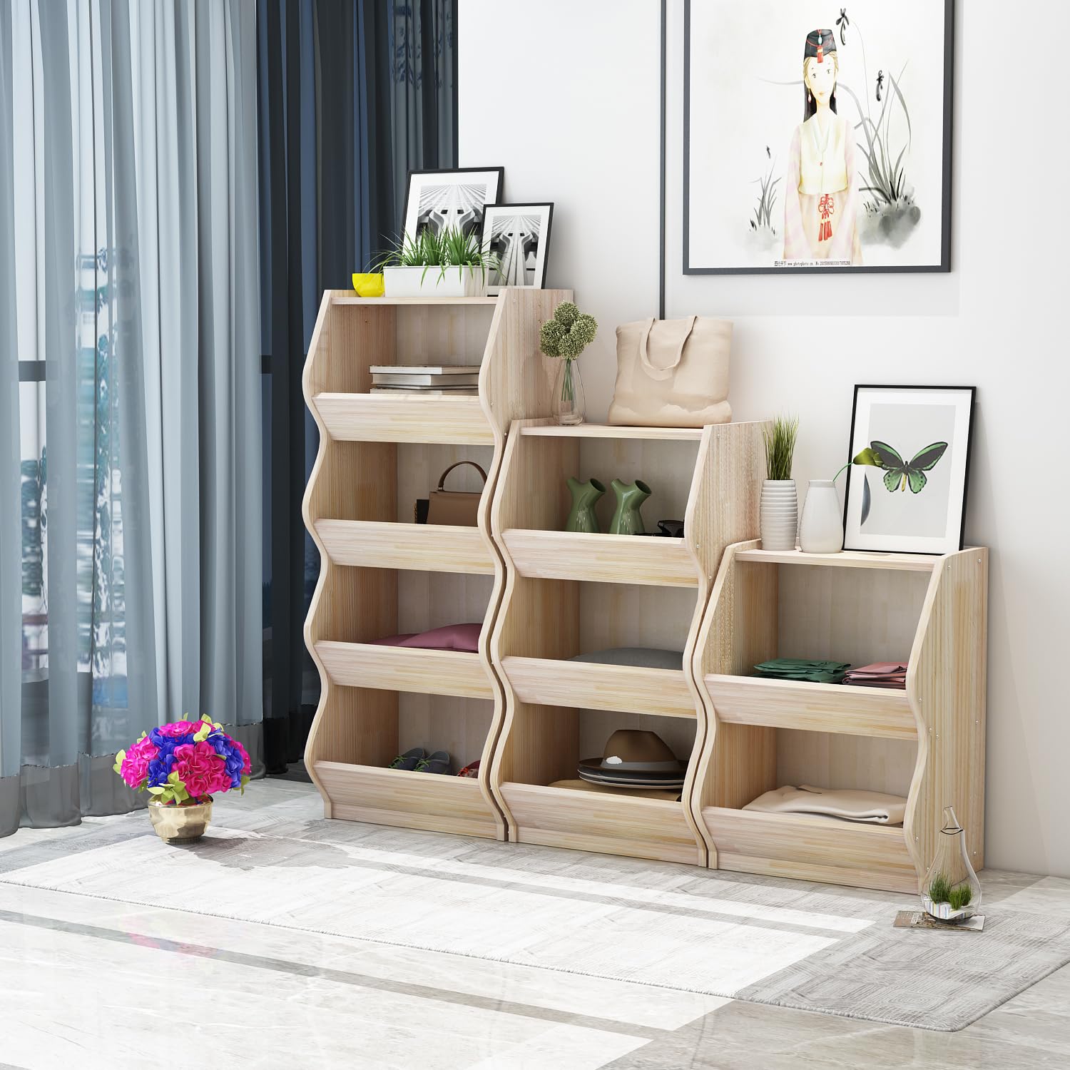 Libreria Scaffale for libri dal pavimento al soffitto, soggiorno, combinazione di armadietti a griglia, stoccaggio, piccola libreria for uso domestico(M)