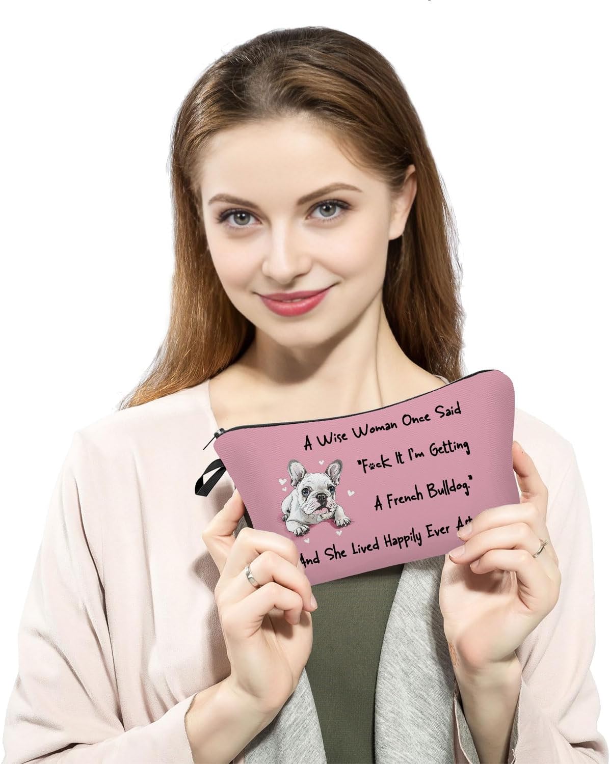 Wise French Bulldog Mom Print Small Cosmetic Bag image 3