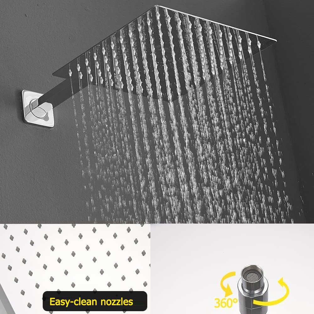 Chromowany system prysznicowy 25 cm łazienkowy luksusowy zestaw prysznicowy z deszczownicą montowana na ścianie mosiężna głowica prysznicowa z deszczownicą i ręczny system prysznicowy bateria