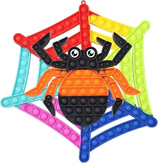Huge 13 Inch 2 Pack Spiders and Webs Halloween Popper Fidget Toy, Big Pumpkin Puzzles Popper, Halloween Fidget, Reduce Stress and Anxiety,Gift for Kid, Children on Halloween Party