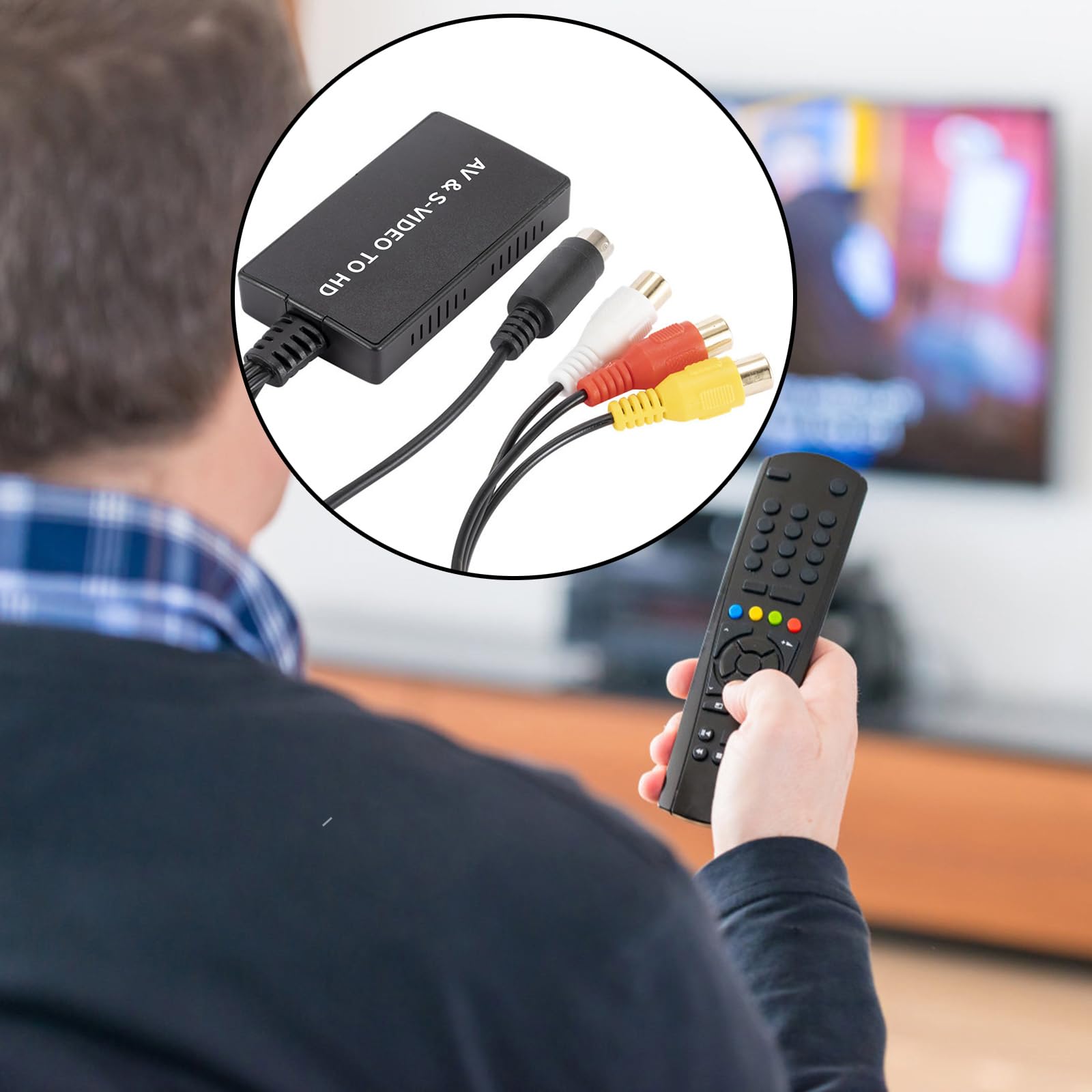 iFCOW Convertitore da AV a HDMI, adattatore da RCA a HDMI AV+ S- video a HDMI, supporta 1080p NTSC/PAL per PC, laptop, TV, lettori DVD