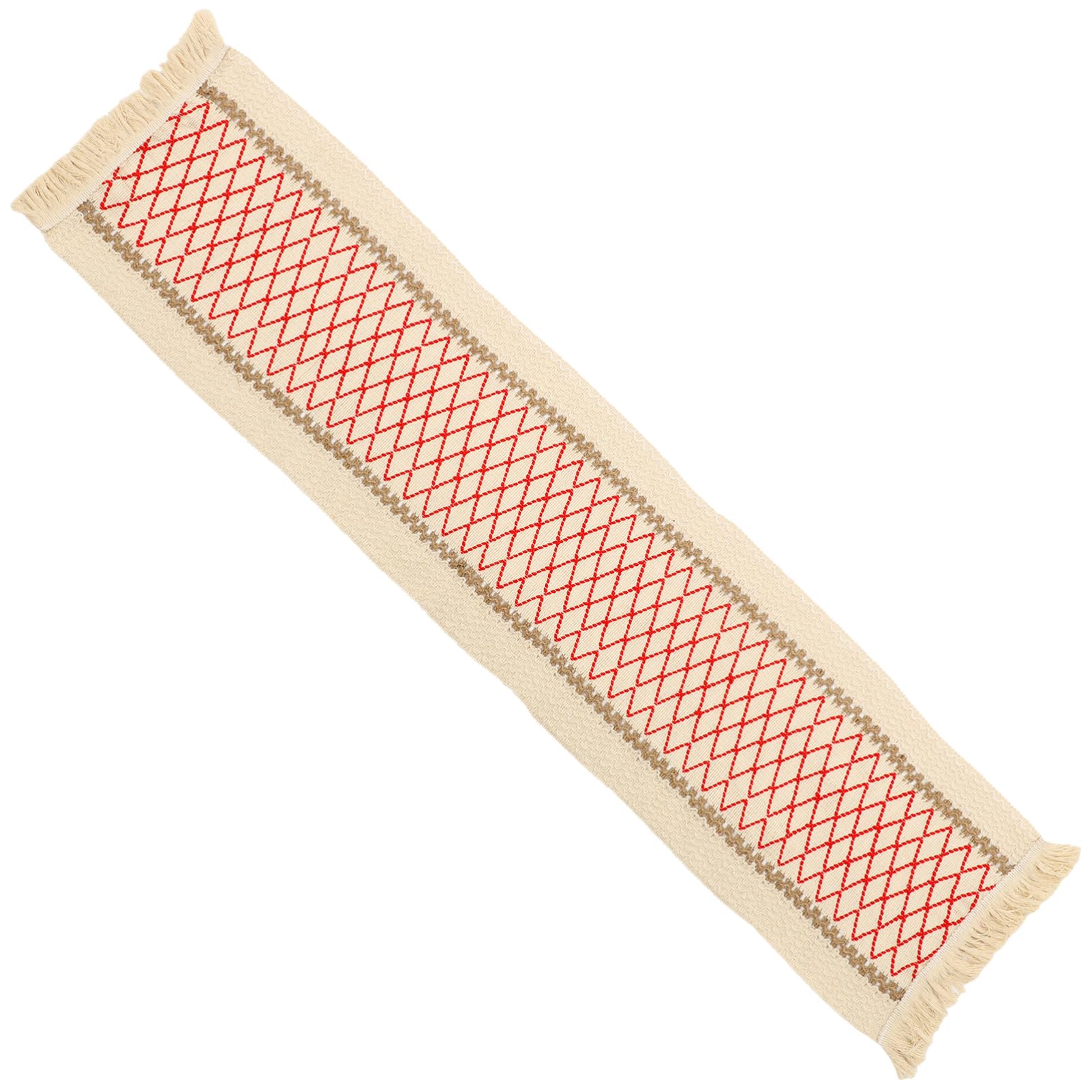 Nappe oblongue en jute et chemin de table tissé creux style rétro