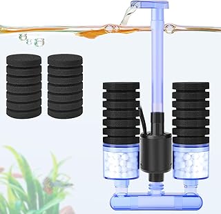 FEDOUR Aquarium Schwammfilter mit Wasserpumpe, Leiser elektrischer biochemischer Aquarienfilter, Aquarium Innenfilter, für bis zu 120L Fisch, Schildkröten und Garnelen Aquarium