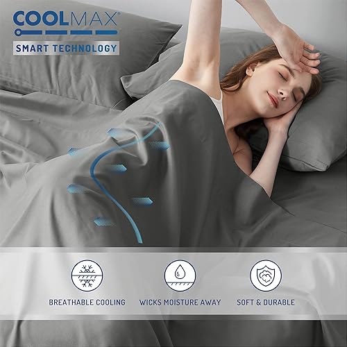 Miniatura 4 de Degrees of Comfort Coolmax Cooling California King - Juego de sábanas El mejor juego de sábanas para personas que duermen con calor Bolsillo suave
