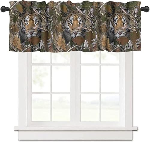 Miniatura 15 de Cortinas de cenefa de bosque gótico, cenefa de cortinas de bosque misterioso con niebla para cocina, dormitorio, sala de estar, 54 x 18 pulgadas