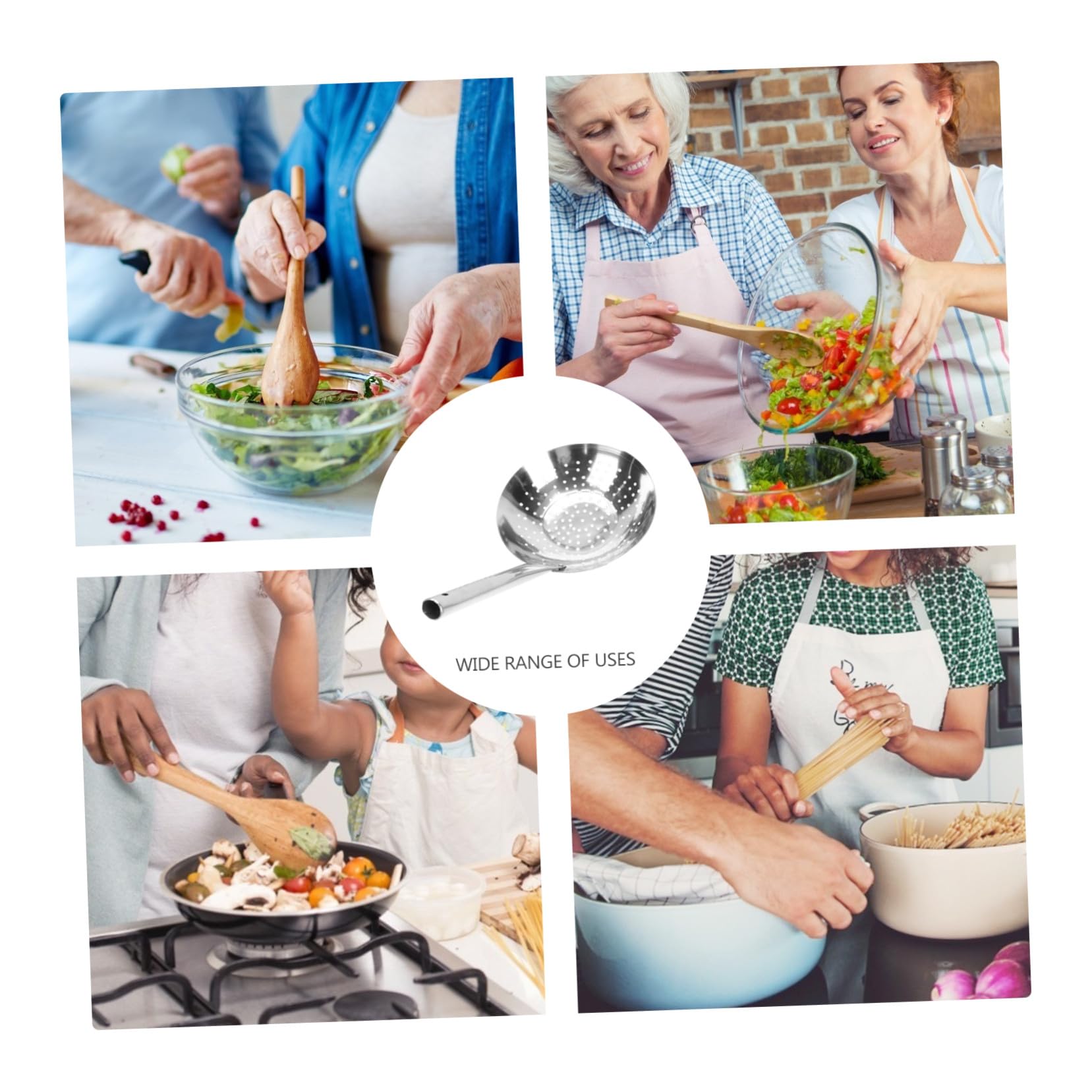 Colador de Acero Inoxidable para Cocina Herramienta Multifuncional Resistente al Calor para Escurrir Pasta Frituras y Verduras Utensilio Práctico para Uso Doméstico