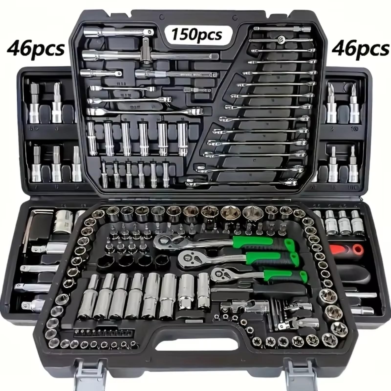 Kit d'outillage mécanique Ensemble D'outils De Réparation Mécanique Automobile Multifonctionnel Avec Douille Clé Et Cliquet Outils Manuels Outil À Cliquet Et Étui 150/46 Pièces
