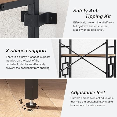 Miniatura 6 de HOMISSUE Estantería Alta, Estantería Industrial de 84 Pulgadas con Marco de Metal y Estantes Abiertos, Estantería de Metal de 7 Niveles y Marrón