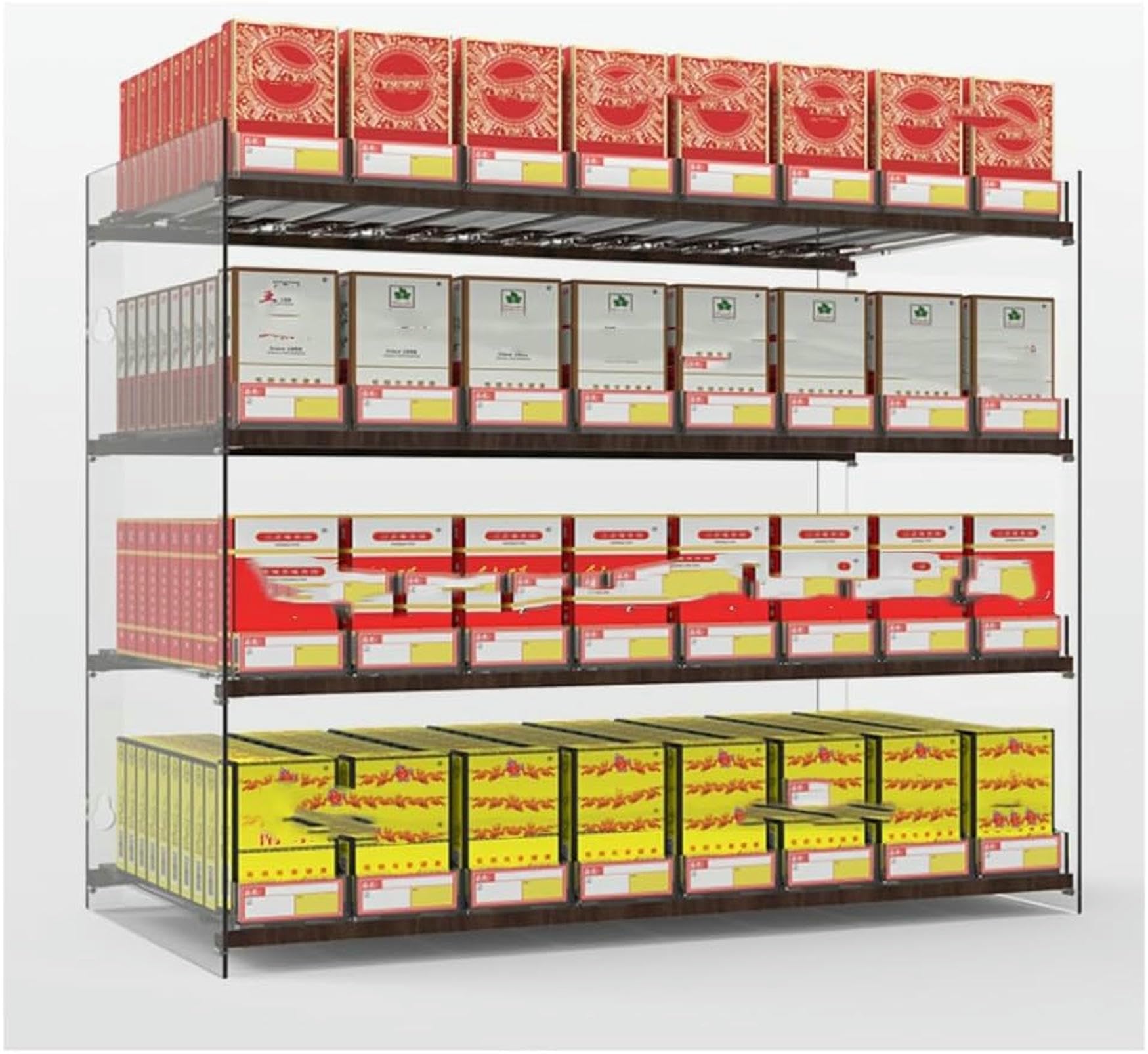 Plateau automatique pour pousser les cigarettes avec divan vitrine transparent