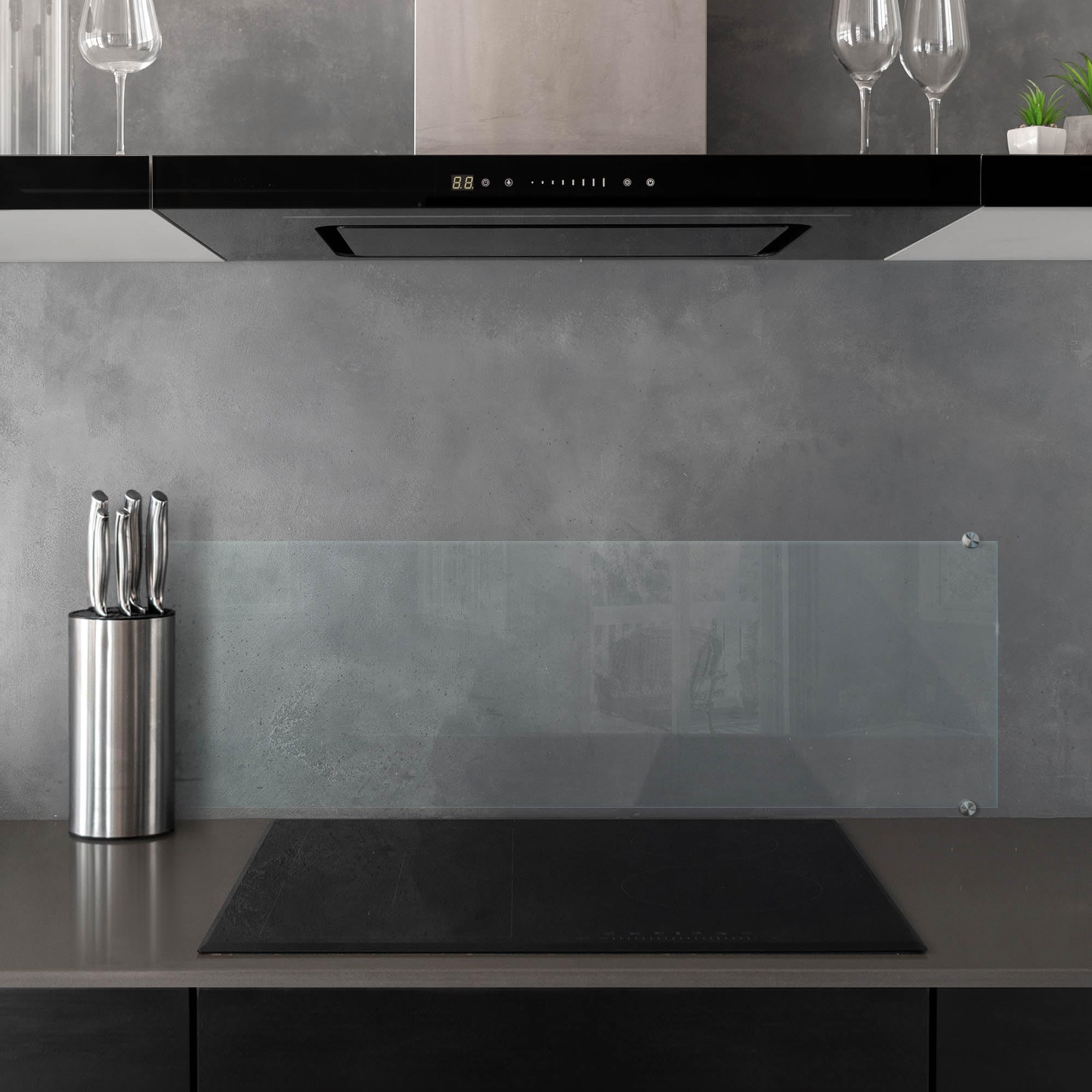 Tulup Pannello di Vetro 100x30 cm Facile da Pulire Protezione Resistente per Pareti Protezione Piastrelle per la Cucina Trasparente Vetro Temperato Float Paraschizzi Elementi di Montaggio Inclusi