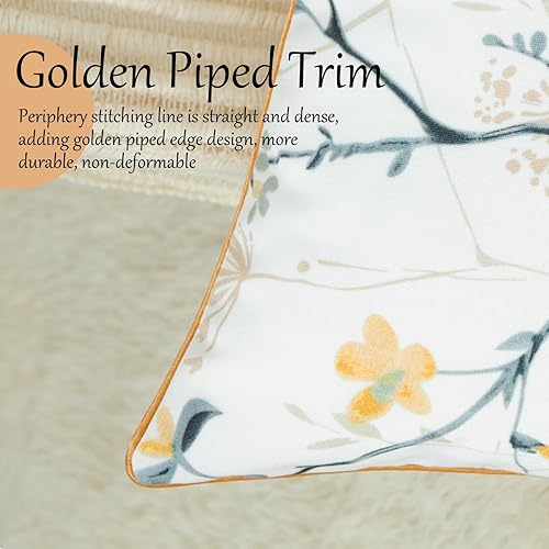 Miniatura 5 de VOGOL Funda de almohada decorativa cuadrada, funda de cojín con estampado de pájaros botánicos grises, funda de cojín suave al tacto de 18 pulgadas