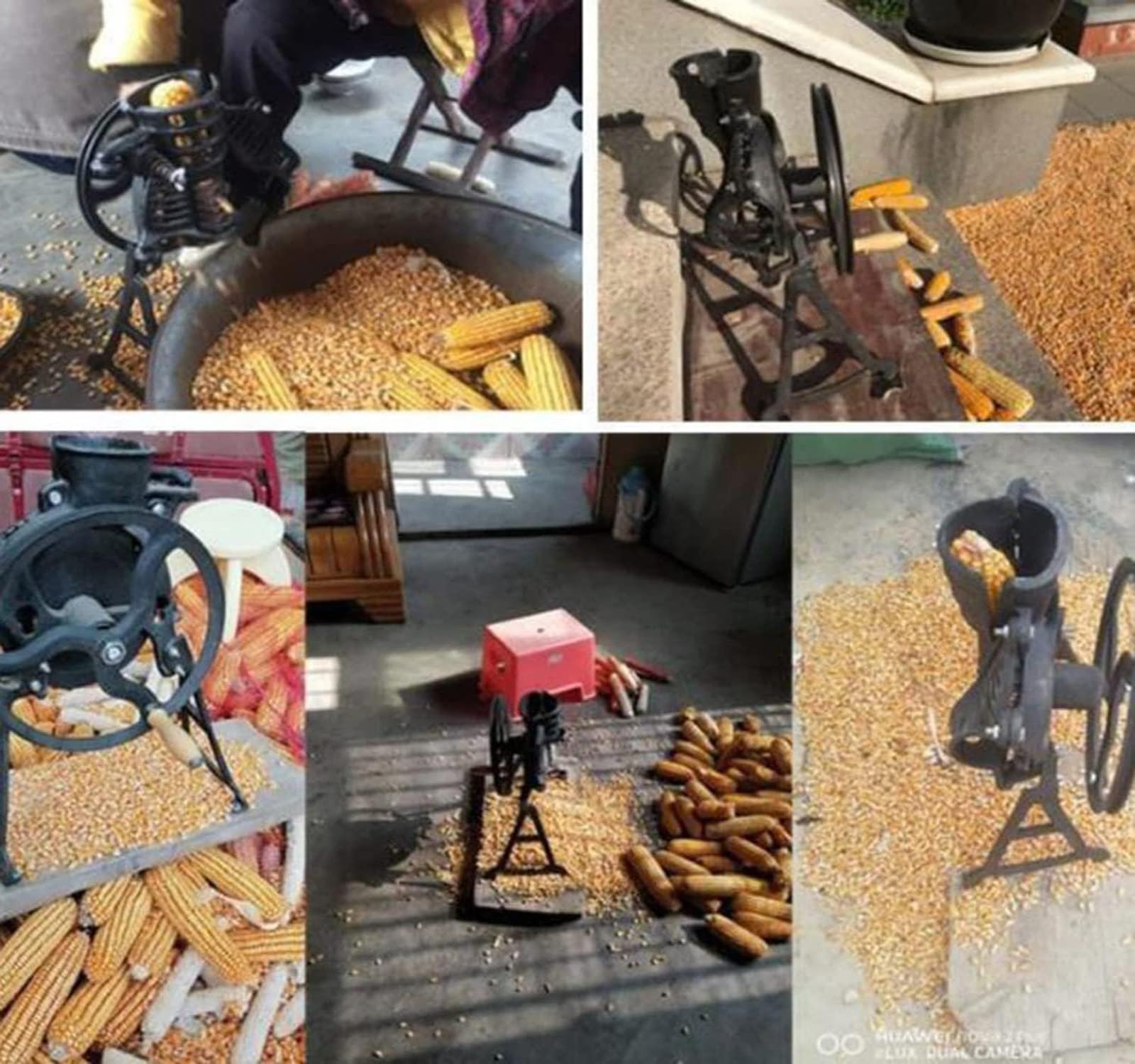 Sbbiatrice manuale per mais, in ghisa resistente, con manico in legno per una facile rimozione dei chicchi di mais, ideale per casa, giardino, fattoria e progetti fai da te