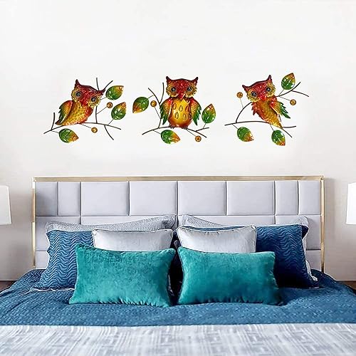 Miniatura 7 de JFRISING Decoración de pared de búho de metal, decoración de pared para colgar en interiores y exteriores, para el hogar, jardín, dormitorio, sala