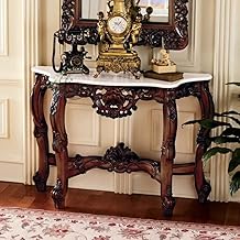 46Treeform Wooden Carved Console Table | Solid Mango Wood, Walnut Brown | Decorative Table for Living Room, Hallway, Entryway, or Office | 48 x 34 x 15 Inches,