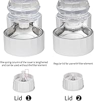 Vista 3 de RIZZARI Dispensador de agua por gravedad grande alimentador automático de agua de 8 litros con cuenco de acero inoxidable - Dos tapas y filtros