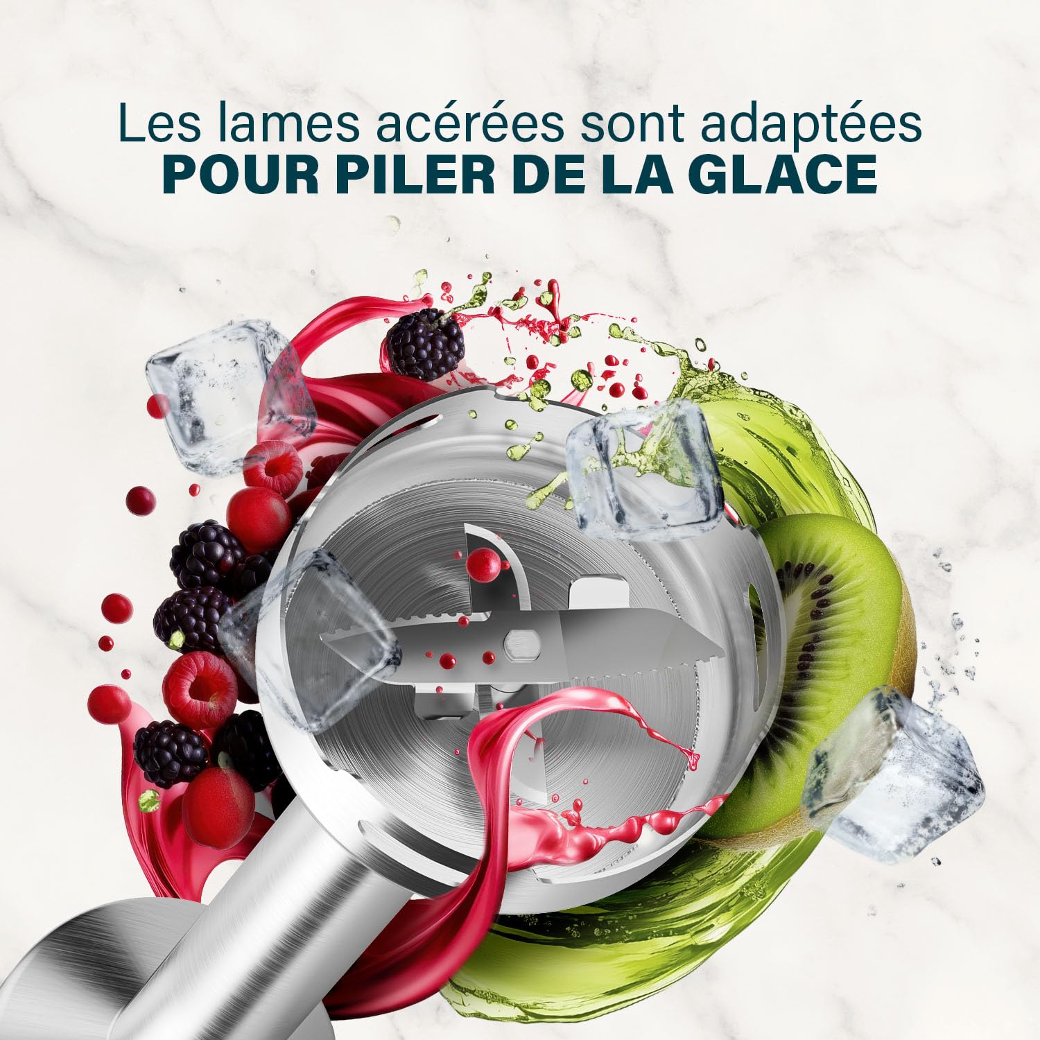 Princess Mixeur Plongeant Prof XXL, Inox, 1500W, Pied Extra-Long 50 cm, 5 Vitesses + Turbo, 4 Lames, Gobelet avec Couvercle Antidérapant, Pièces Lavables Lave-Vaisselle, 221233