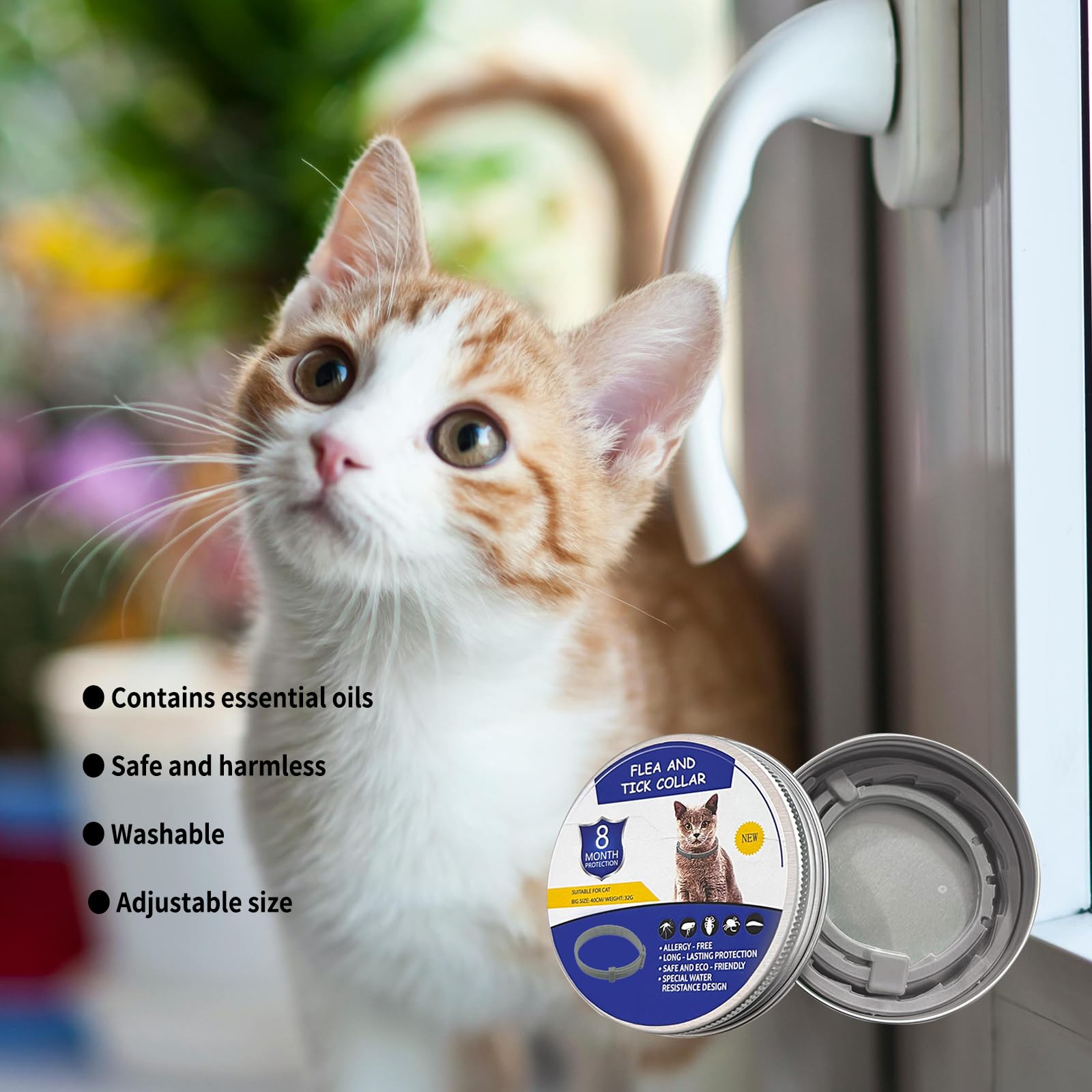 2 pcs Cat Collars,Safe,Waterproof and Adjustable Cat Collars,Contains Natural Essential Oils,Infection Defense,Suitable for Small Cats Over 7 Weeks(39cm) - Image 2