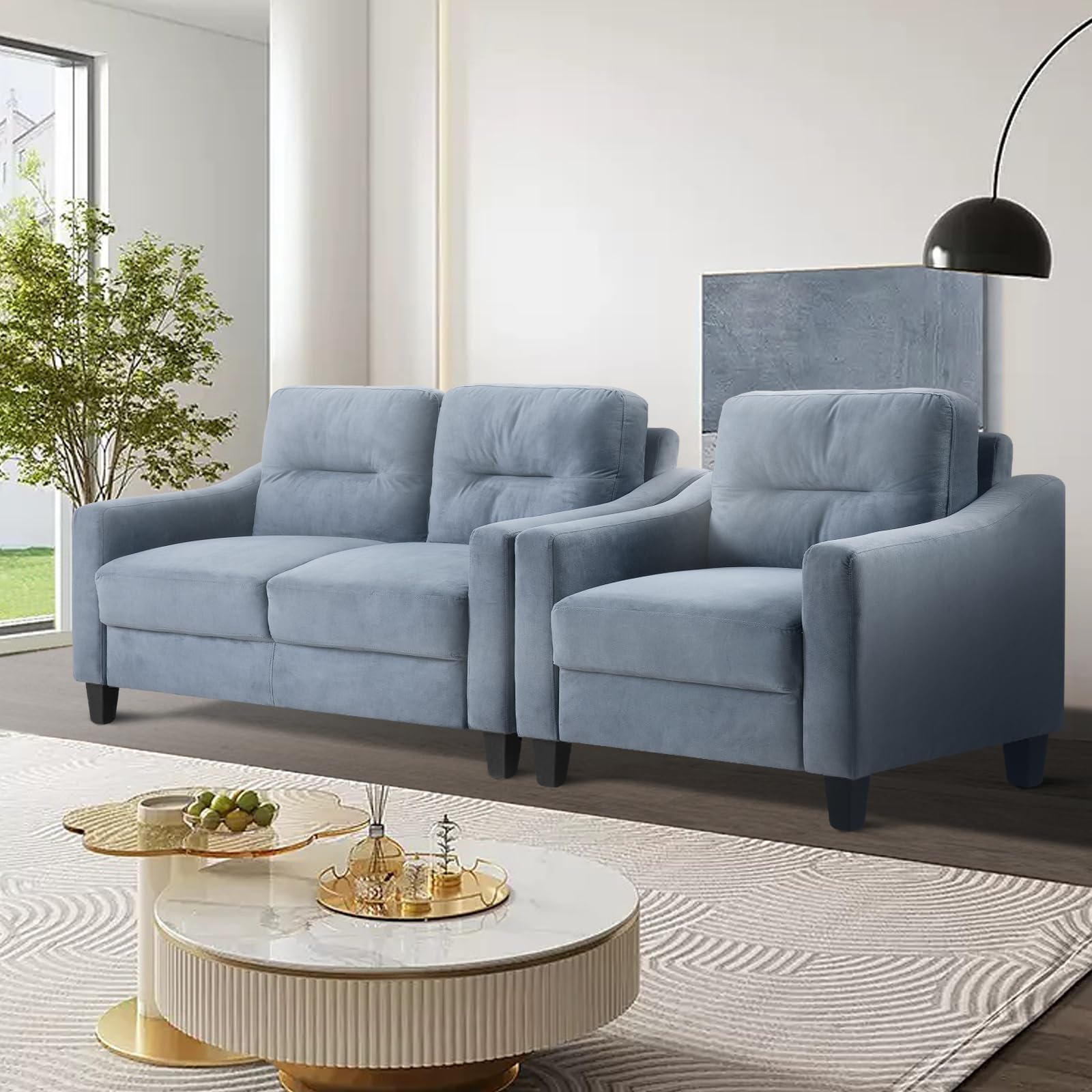 One Seat Comfortable Velvet Sectional Sofa Chair with Thickened Cushions and Backrest Versatile Modular Couch w Tapered Legs